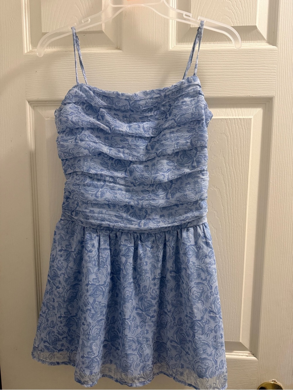 Hollister Light Blue Paisley Ruffle Mini Dress